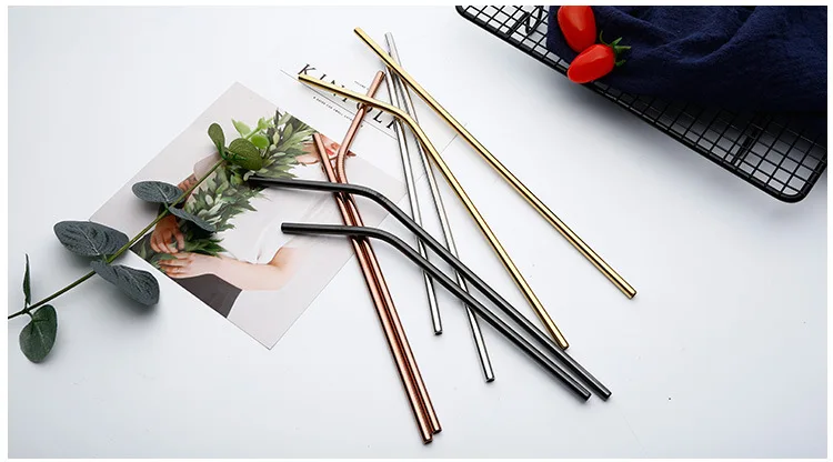 304 Stainless Steel Straw Creative Titanium Color Straw Gold Milk Tea Drinking Straw Metal Straw
