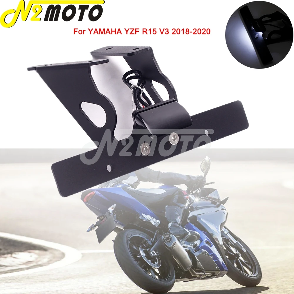 CNC License Plate Holder Bracket LED Rear Light Fender Eliminator Kit For Yamaha CNC License Plate Holder Bracket LED Rear Light Fender Eliminator Kit For Yamaha