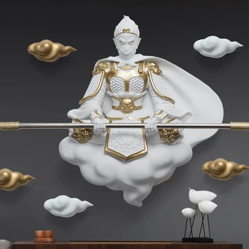 

CHINESE QI TIAN DA SHENG SUN WUKONG RESIN RELIEF WALL HANGING LIVINGROOM FIGHT VICTORY OVER BUDDHA WALL MURAL DECORATION CRAFTS
