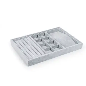 

Flannel Jewlery Showcase Tray Ring Necklace Stud Earring Display Organizer X7JB