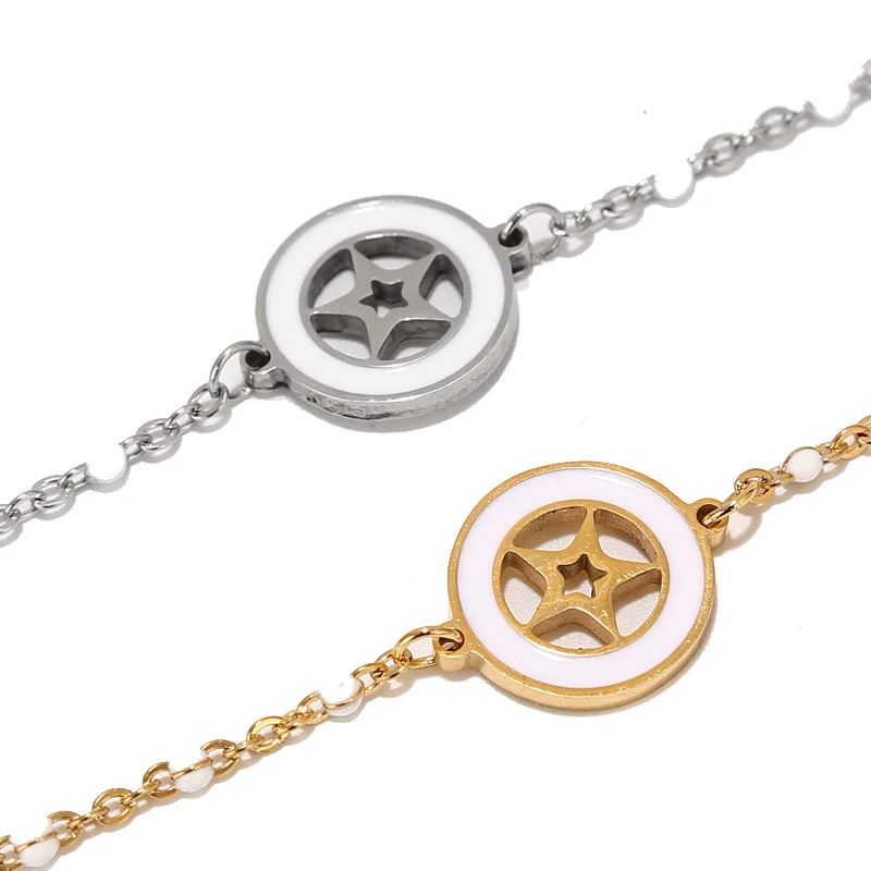 5pcs 스테인레스 스틸 1.5mm 스타 펜던트 커넥터 골드 에나멜 링크 쥬얼리 목걸이 팔찌 만들기위한 매력 비즈