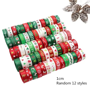 

12 Yard/Pack Ribbon Multi Purpose Christmas Pattern Gift Wrapping DIY Accessories Wedding Party Decoration Polyester Fiber