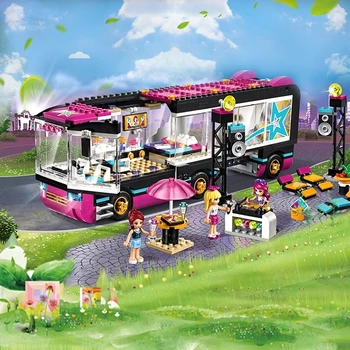 

684PCS Pop Star Tour Bus 41106 Building Block Compatible Friend for Girls DIY Figures Bricks Educational Toys for Childre