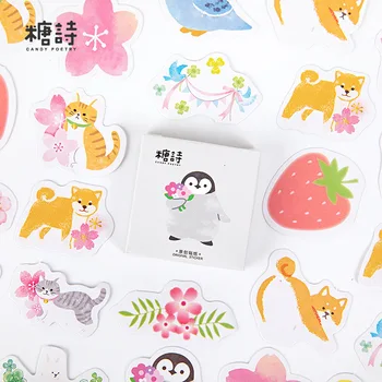 

45 Pcs/set Kawaii Journal Stickers Cute Little Animals Stickers Scrapbooking Decorative Stationery Paper Stickers