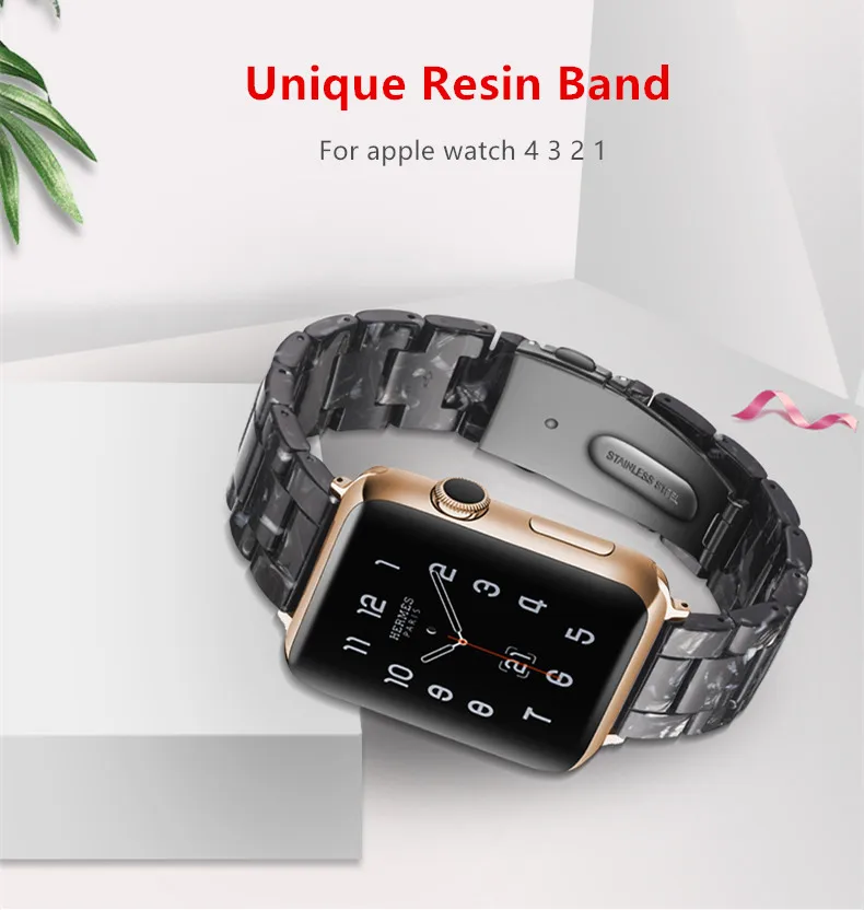 Ремешок из смолы для apple Watch band 4 (iwatch 5) 44 мм 40 мм apple watch 3 2 1 ремешок 42 мм 38 мм ремешок для часов с пряжкой