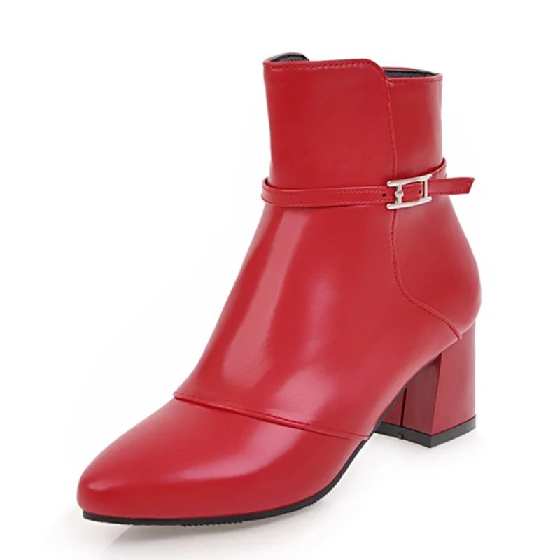 

KALENMOS Ankle Boots Women Mid Heel Black Office Booties Autumn Winter Shoes Ladies Fashion Pink Party Short Boots Size 33-44