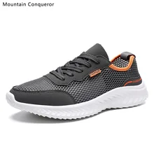 Mountain Conqueror Men Shoes Summer Sneakers Breathable Casual Shoes Couple Fashion Lace-up Mens Mesh Flats Plus Size 36-47