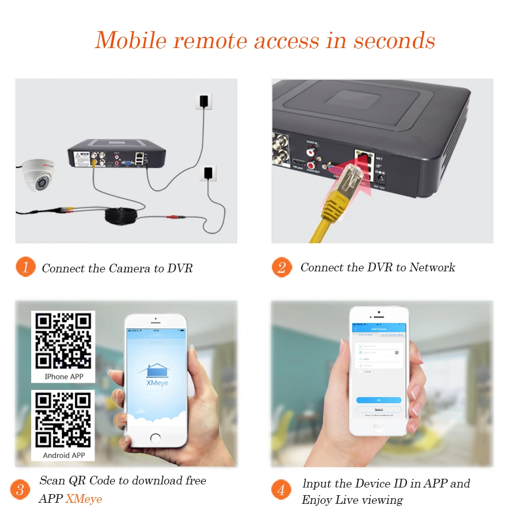 CCTV surveillance camera system system 4ch DVR 720P/1080P 2pcs AHD security camera IR waterproof Outdoor video surveillance set