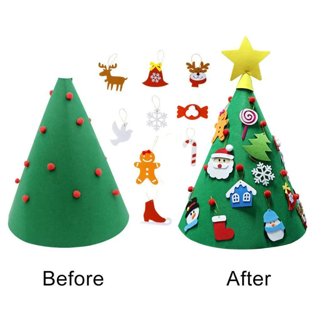 3D DIY детские игрушки Рождественский подарок Премиум Войлок Рождественская елка с подвесными орнаментами Снеговик Санта Клаус