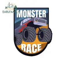 EARLFAMILY 13cm x 10.7cm Monster Car Badge Funny Car Stickers 3D DIY RV VAN Fine Decal Waterproof Anime Truck Graphics JDM