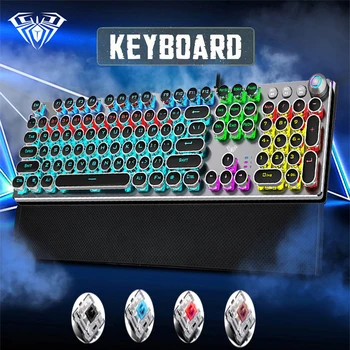 

Game Mechanical Keyboard104 keys LED Backlit Anti-ghosting Blue/Black switch wired gaming Keyboard USB multimedia rotary keys
