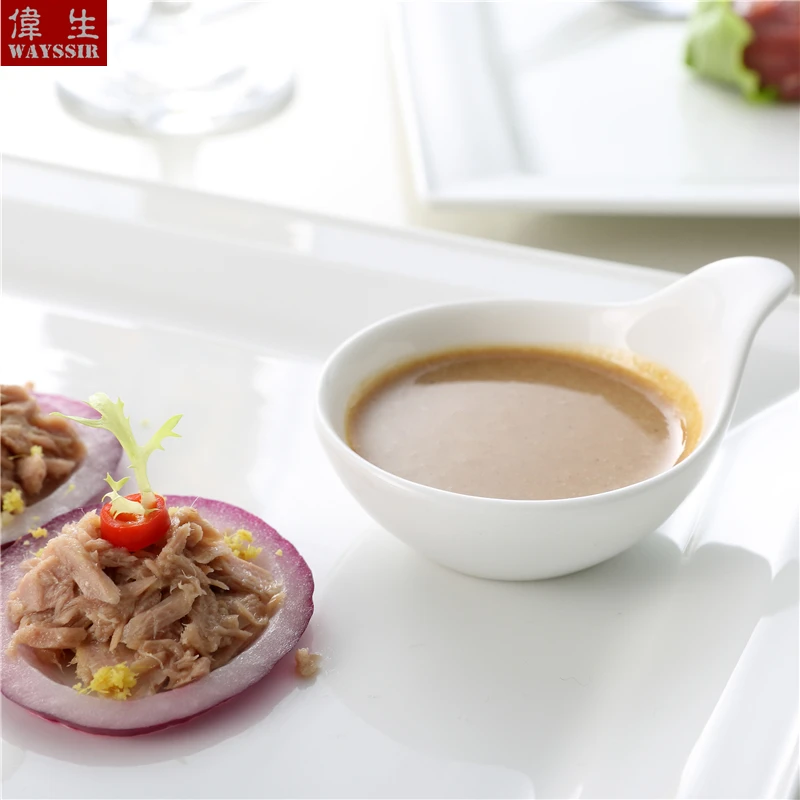 Круглая ложка для закусок и соуса супербелая фарфоровая тарелка отеля ресторана