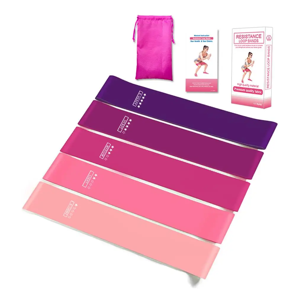 5 Colors Yoga Resistance Gum Bands Rubber Crossfit Band Training Pull Rope Workout Fitness Gym