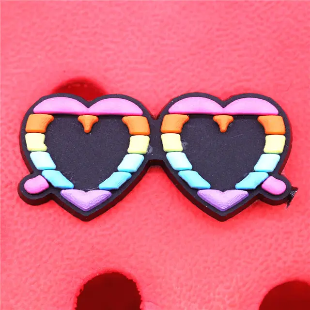1pcs Blue Hoodie Shoe Charms Heart Shaped Glasses Sandals Bra Bow Shoes Accessories Decoration Fit Croc Jibz Party Kids Gift U228-5