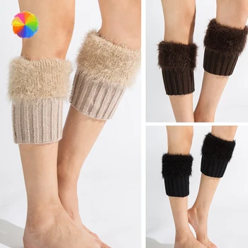 

Fashion Women Solid Winter Furry Faux Fur Trims Leg Warmers Female Cuffs Toppers Boot Socks Cover Hot Sale XBFF