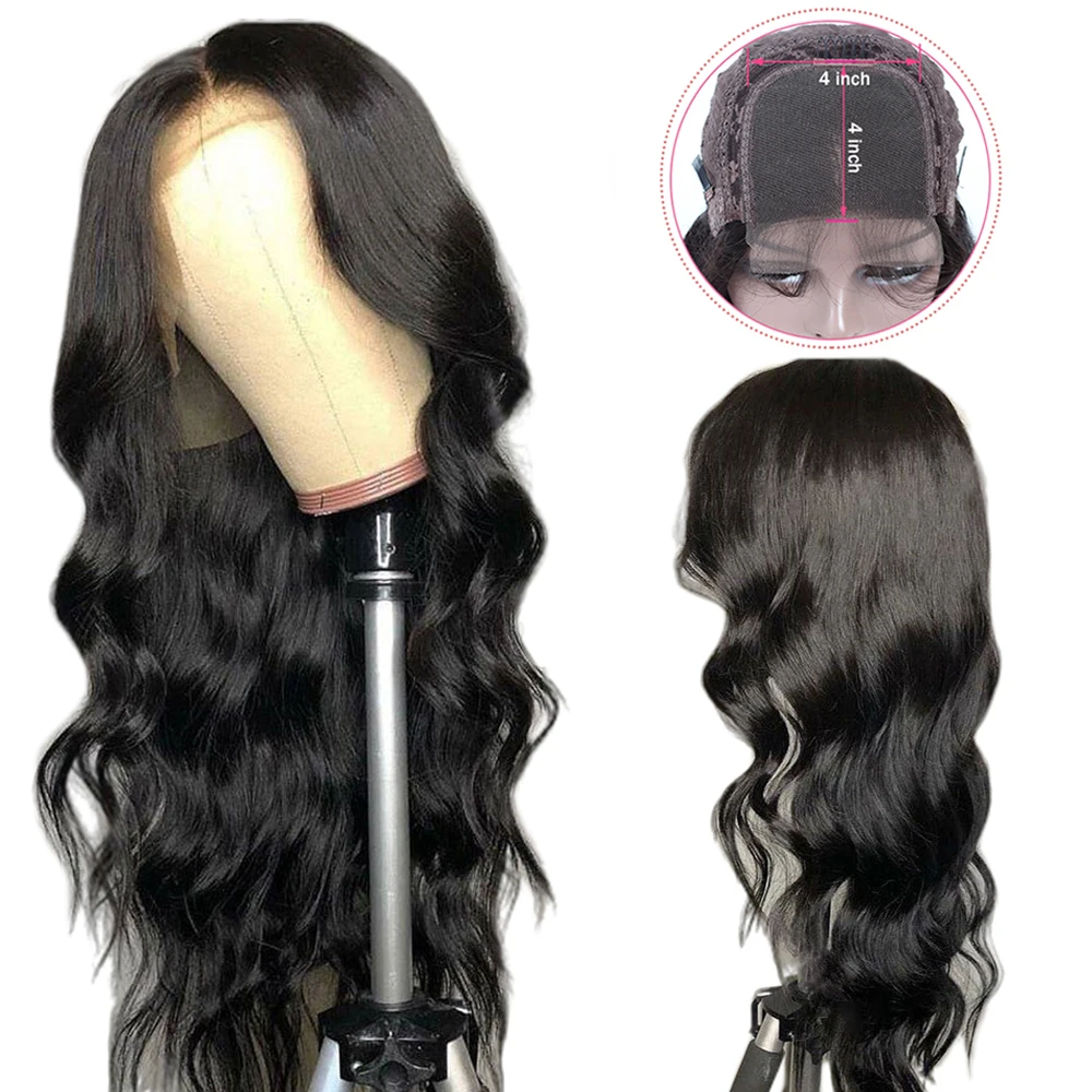 

Brazilian Body Wave 4*4 Lace Closure Wig Human Hair Wigs For Women Remy Hair Wig With Baby Hair Natural Hairline