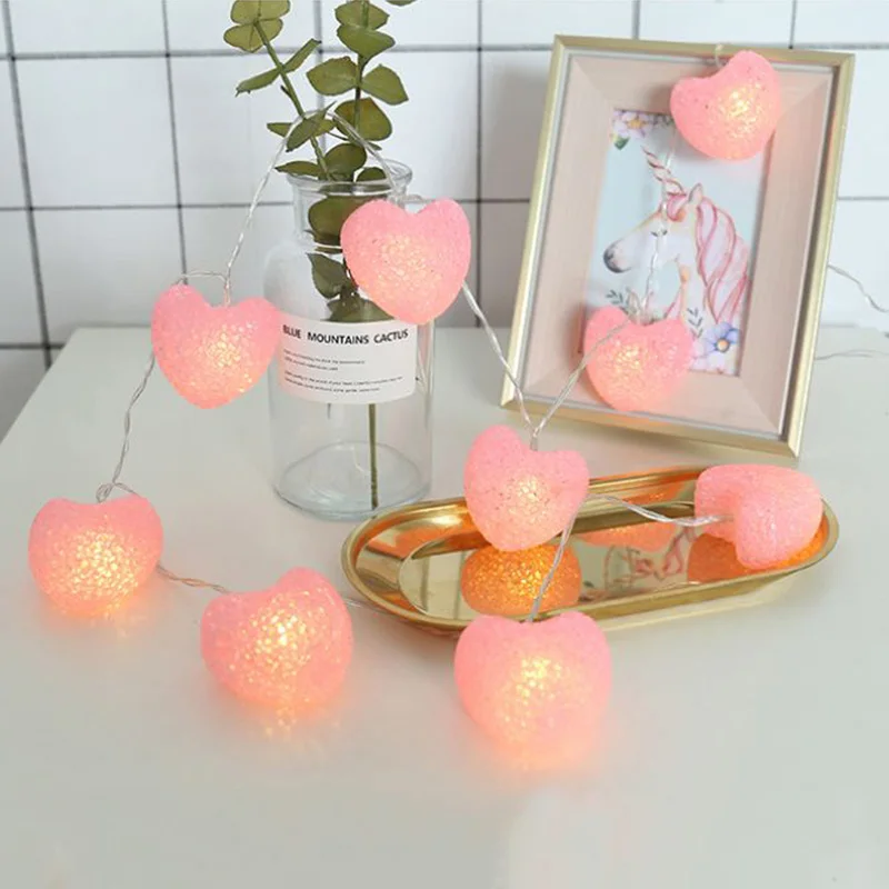 

QYJSD Led Light Holiday Birthday Party Decoration Lovely Heart Ornament String Light Battery USB Diy Night Light Christmas Gifts