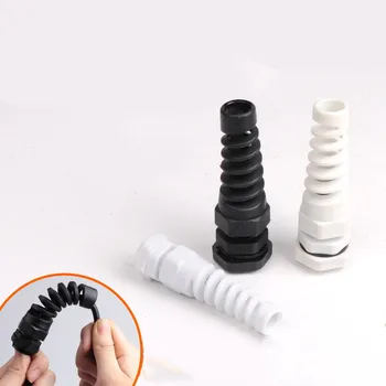 

5pcs Waterproof M12 PG7 cable glands connectors Anti-bending Plastic wiring conduit Spiral Strain Relief cable Protector IP68