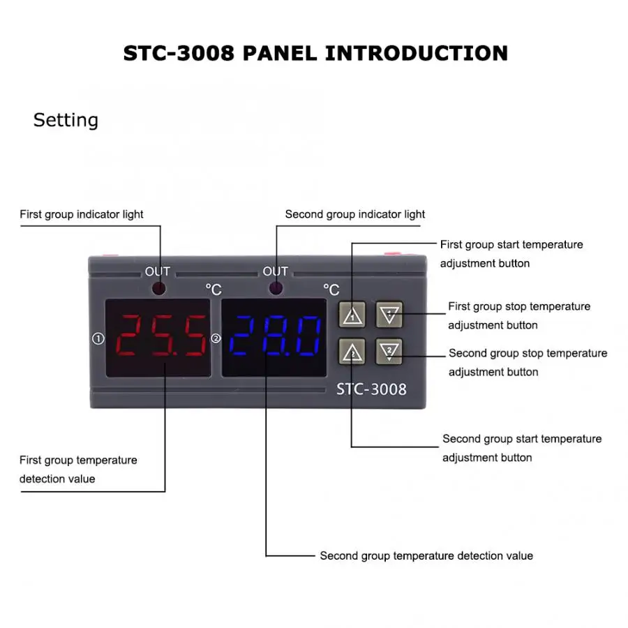 Контроллер температуры STC 3008 цифровой Интеллектуальный термостат регулируемый