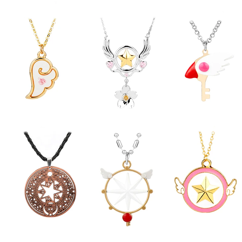 Collar Y Llavero De Sakura Card Captor – Colgante De Estrella En Aleación, Cadena De 60 Cm, Incluye Anillo, Regalo Para Fans Del Anime, Con Bolsa De Terciopelo