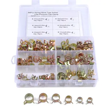 

84pc 10-18mm 11 Size Car Spring Clip Hose Clamp Fastener Fuel Line Hose Water Pipe Air Tube Car Plumbing Tools