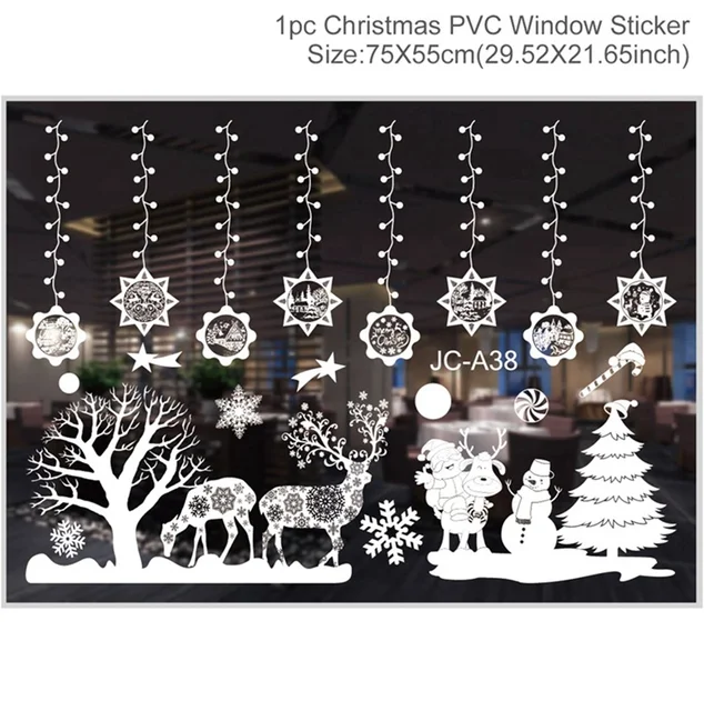 Christmas Window Stickers Merry Christmas Decorations For Home Christmas Wall Sticker Kids Room Wall Decals New Year Stickers 9