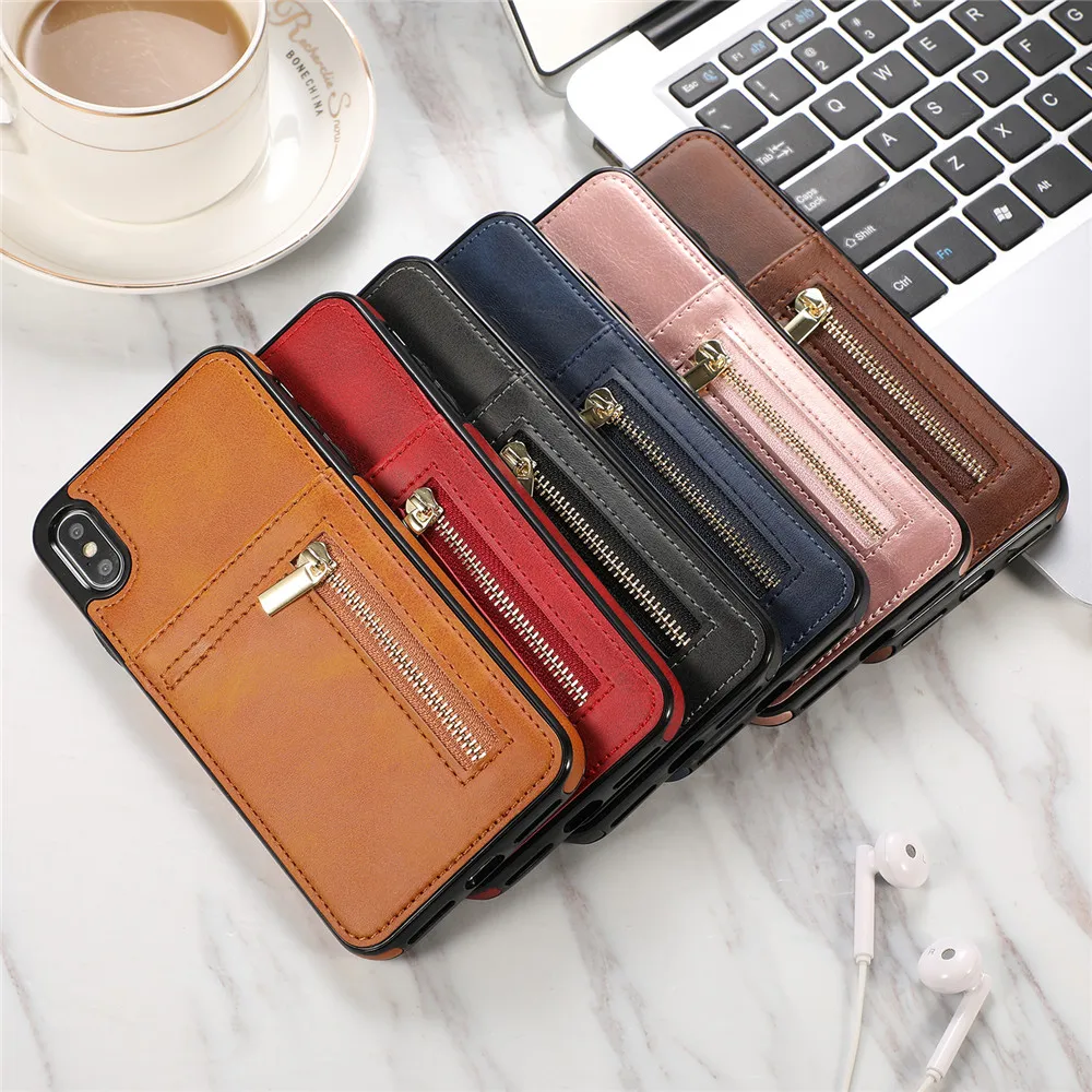 

Phone Case sFor iPhone X XS Max XR Case Luxurry Zipper Leather Wallet Card Cover Fundas For iPhone 8 7 6 6s Plus Case Cover Capa