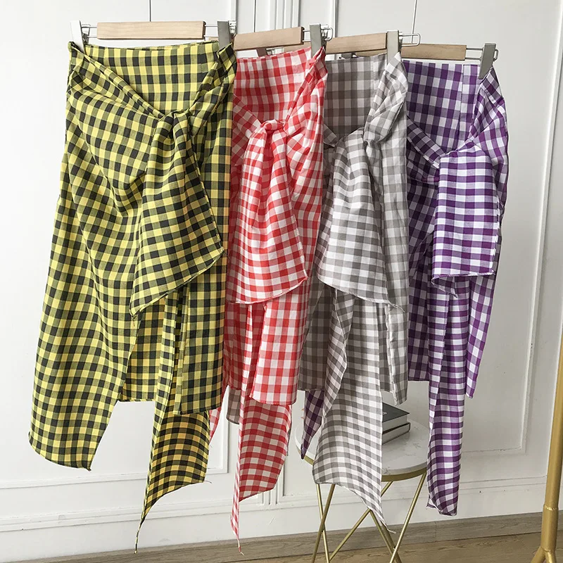 

Stock WOMEN'S Dress Overstock 2019 Autumn Korean-style High Waist Side Zipper Plaid Slimming Sheath Skirt 11.30