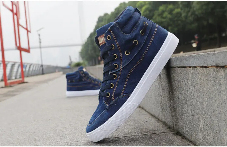 New Men's casual shoes spring summer Man's new Fashion Denim Canvas Shoes High-Top Sneakers Breathable Male Footwear Large size 2020 men high canvas shoes male spring summer high quality casual shoes breathable flat shoes zapatos hombre large size 38 48