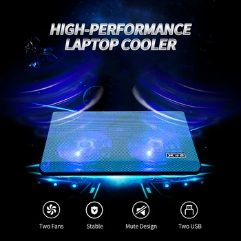 

Laptop Cooler High-performance Laptop Cooling Pad Double Fans Cooler with Two USB Ports Support for Laptops Under 17 inch Blue