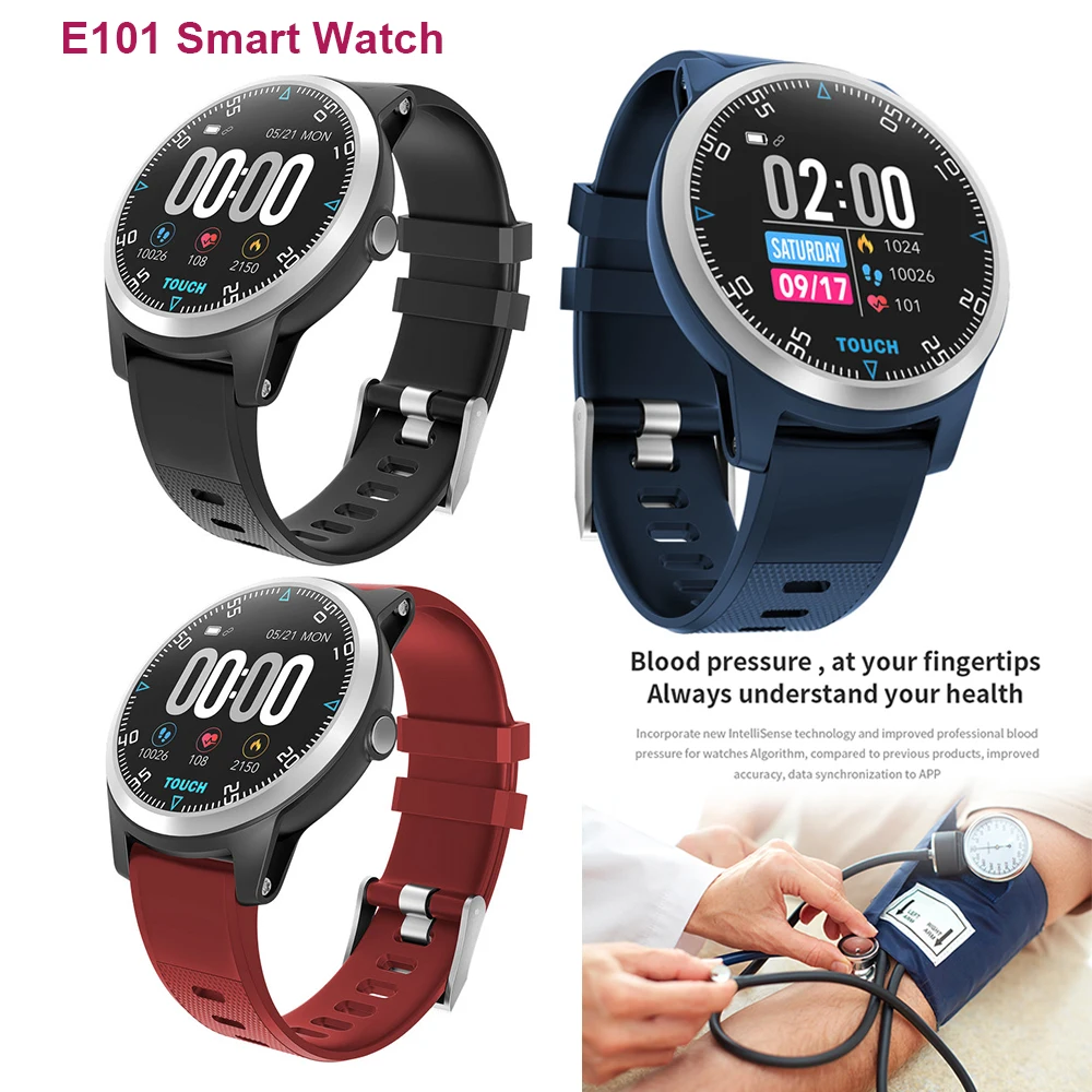 

Smart Watch E101 ECG PPG Double Heart Rate Monitor and Blood Pressure Bluetooth Smartwatch Sport Fitness Tracker Watch