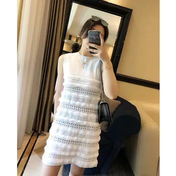 

2020 New Fashion Summer Thin dress Hollow Multi-layer Cake Ladies Dress Sleeveless Vest H Version Dresses Women ZL001