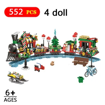 

City Creators Village Christmas Train Sets Building Blocks 552pcs Compatible Model Bricks Friends Toys for Children