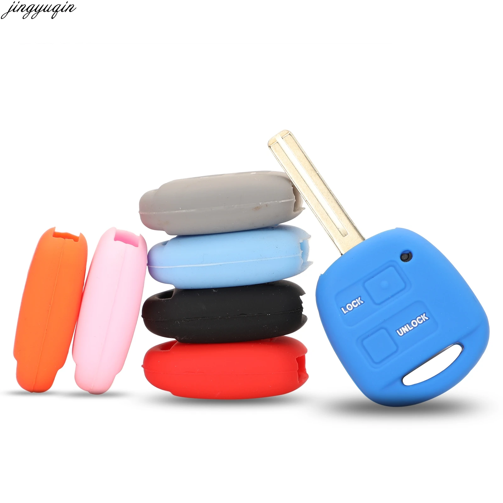 jingyuqin 2 Buttons Silicone Car Remote Key Cover Case For TOYOTA CAMRY RAV4 PRADO COROLLA AVENSIS LAND CRUISER YARIS | Автомобили и