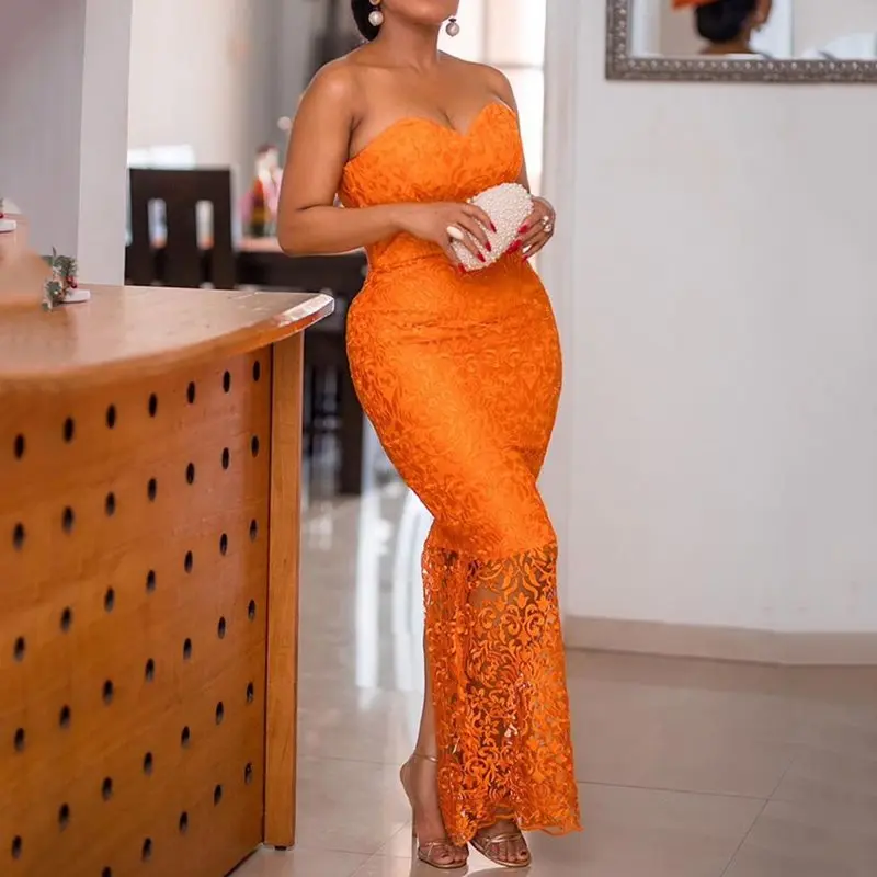 

Sleeveless Lace Sheath Floor-Length High Waist Sexy Bodycon Dress Women Elegant Chic Party Vintage Maxi Dress