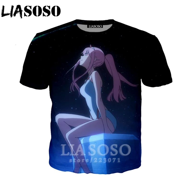 LIASOSO Darling In The Franxx Anime T Shirt 3D Print Men Women Sexy Girl ZERO TWO Tees Tops Men's Shirt Funny Pullover D001-03 (10)