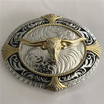 

1 Pcs 3D Lace Gold Bull Head Western Cowboy Belt Buckle