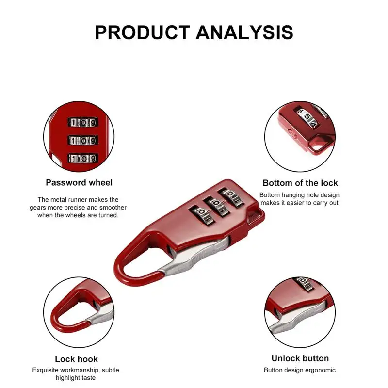 3 набора цифр Мини кодовый ключ противоугонные замки чемодан металлический замок