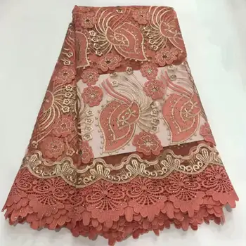 

Promotion! Amazing gold lace African net lace fabric High quality french tulle lace fabric with beads for wedding dress.5y
