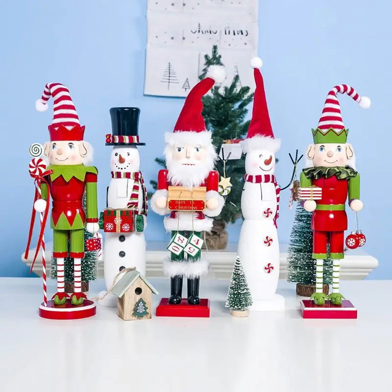 

Christmas Vintage Wooden Snowman Nutcracker Soldier Handcraft Puppet Gift