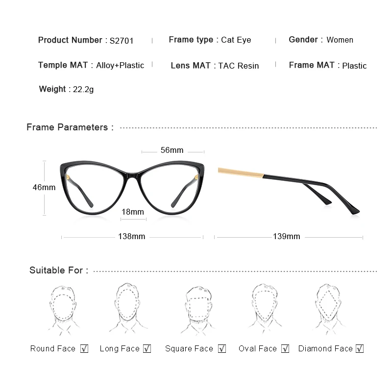 Eyewear Frames Women Retro Cat Eye Glasses Frame