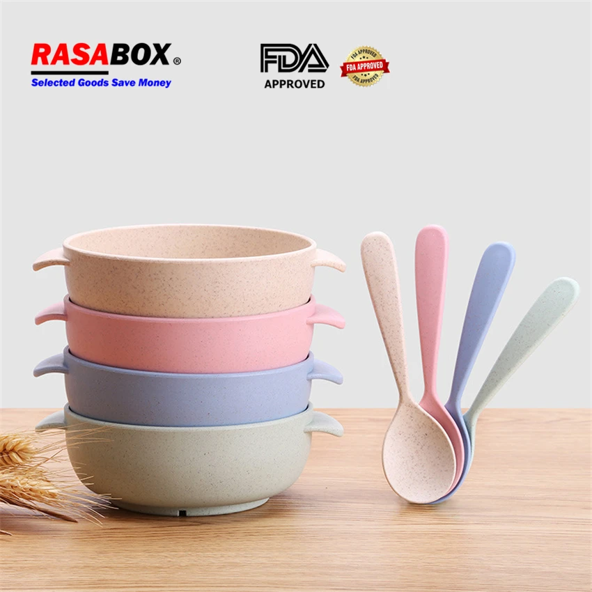 

RASABOX - Natural Wheat Straw Snack Bowl, Eco-Friendly, Dishwasher Microwave Safe, Unbreakable, Reusable