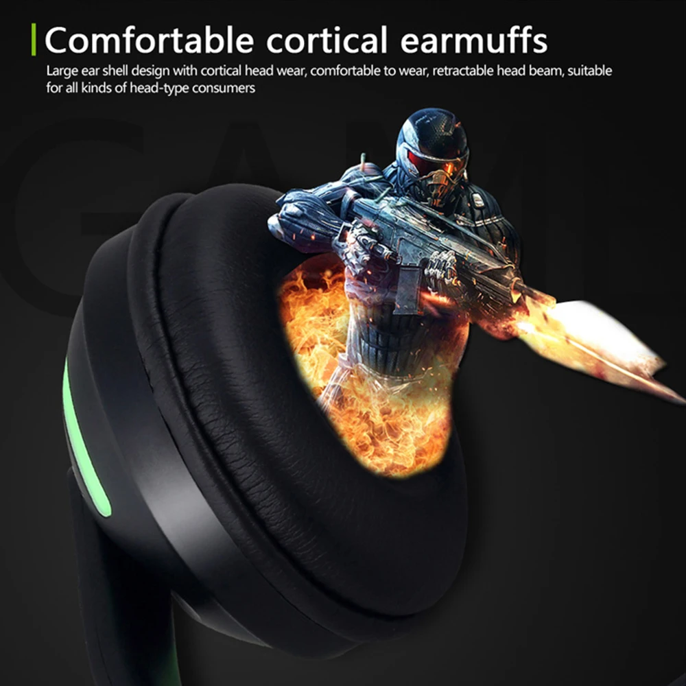 LED Backlit Bluetooth Gaming Headphone 3D Wireless Stereo Female Headset For Xiaomi Huawei PC Notebook Computer With HD Mic