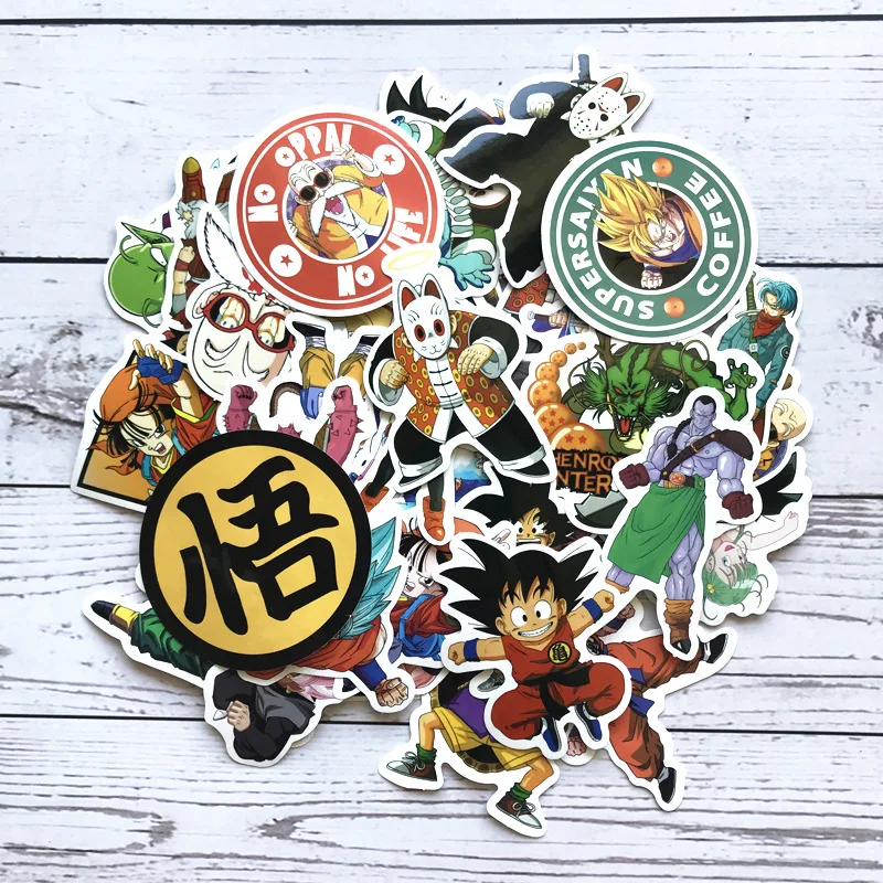 

100pcs waterproof Luggage Sticker Dragonballs Z Sticker set super saiyan goku action figure pvc decoration Sticker Kids Party