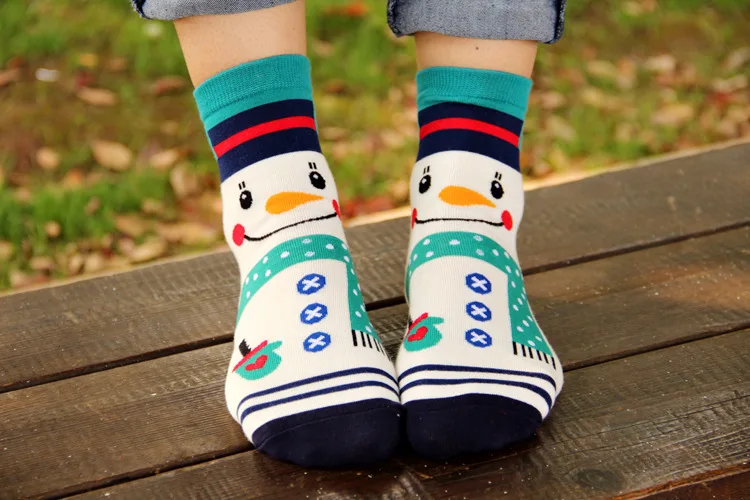 Повседневные женские носки в Корейском стиле зимние рождественские носки милые хлопковые рождественские носки с рисунками животных Рождественский подарок для женщин