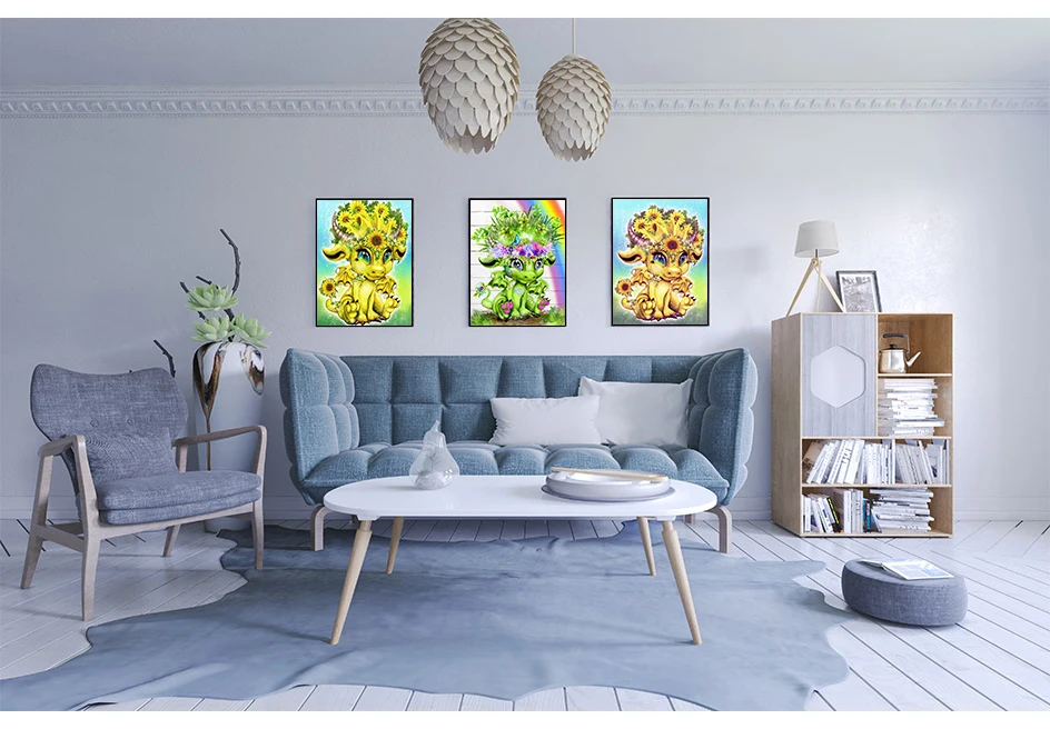 5D Diy AB Diamond Painting Baby Dragon Multicolor Diamont Embroidery Aniamls Full Square/Round Mosaic Pictures Home Decoration