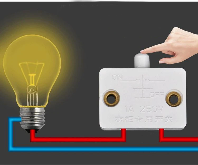 

10pcs Closet Cabinet Light Switch Auto Reset Switch Suit For Household Cabinet / Door Control Switch / Wardrobe Light Switch