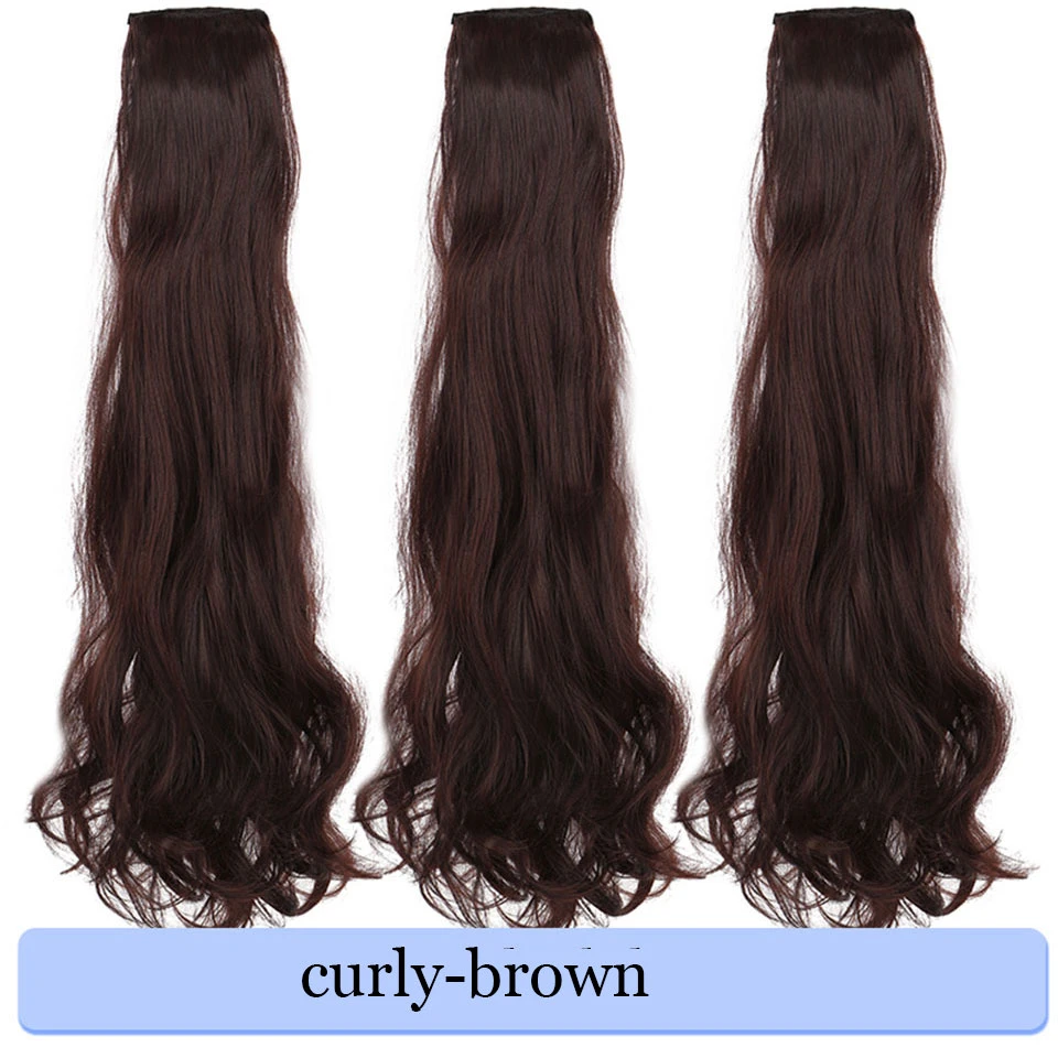 fake hair extensions CURLY hair women synthetic clip pieces tress halo  extension STRAIGHT WAVY BROWN MUMUPI|Synthetic Clip-in One Piece| -  AliExpress