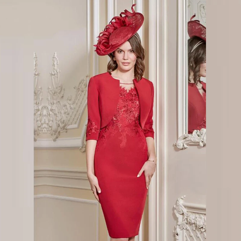 Новейшие Элегантные красные короткие кружевные платья для мамы и жениха с