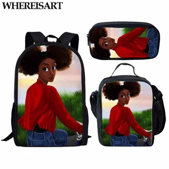 

WHEREISART African Girl Magic Bagpack School Bags for Boys Girls Student Children School Backpack Satchel Kids Book Bag Mochila